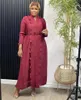 Vêtements ethniques Femmes Eid Musulman Robe Ruffles Sleeve Dubai Abayas Robes solides