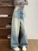 Kvinnors jeans 2024 Spring Harajuku Casual Style Vintage Hög midja Löst ljusblå byxor Y2K Wide Leg Punk Baggy Denim Trouser