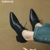 Casual schoenen 2024 Women voor dames teen Hoge hakken veter jurk echte lederen kantoor dame schapenvacht oxford brogue schoen