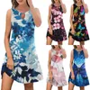 Casual Dresses Summer For Women Trendy Boho Floral Print Cover Up Crew Neck Sleuntveless Sundresses Fancy