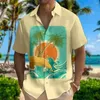 Camisas casuales para hombres 2024 Hawaiian Surfing Impresión Camisa de manga corta Botón Top con ropa de vacaciones