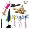 Toys Interactive Cat Toy Handfree Cat Stick Playing Kitten Playing Teaser Wand Toy Suction Cup Bird/Feather Cat Wand Toys Set