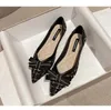 Casual Shoes Comemore Pointed Toe Flat For Women Shallow Black Sweet Bowknot Slip On Female Party Footwear Zapatos Mujer 40