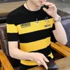 T-shirt z krótkim rękawem dla mężczyzn, Koreańska wersja w połowie rękawów, Striped Casual Youth Szybkie ubrania, wiosenne i letnie style