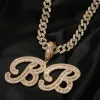 ネックレスThe Bling King Custom Custom Customive Capital Letter名ペンダントアイスアウトBageutte Cubic ZirconiaチェーンネックレスHiphop Jewelry