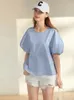 AMII Minimalisme Tshirts pour femmes TOPS BUREAU SUMME Lady Vintage Casual Puff Sleves T-Shirts Women Vêtements 12230077 240419