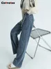 Jeans femminile cotvotee high waist for women 2024 pantaloni cargo coulianti streetwear vintage giri dritti gamba larga y2k