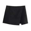 Kvinnors shorts kvinnor mode sommarsida zip asymmetric culottes vit bred veckad kjolpant hög midja en linje bred ben