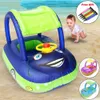 Baby Swim Ring Sunshade Wheel Wheel Summer Summer Kids Infant Seat Safety Swimming Pool Pool Inflable Swim Float Rings 240416