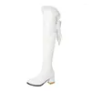 Bottes 2024 dames hivernales en peluche en peluche au genou-hauteur de mode ronde talons hauts cuissin