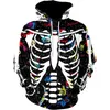 Sweat à capuche masculine hiver en Europe et Amérique Halloween Skull Skeleton 3d Cool Print Sweat-shirt Pumpkin pour hommes avec poche