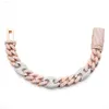 15mm Rose Gold 2 Tone Pig Nose Fine Jewelry S925 Silver Cuban Link Chain Bracelet Vvs1 Moissanite Necklace Iced Out Bracelet