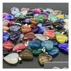 Charmes 20 mm Stripe Agate Heart Heart Stone Pendants pour boucles d'oreilles Collier Bijoux Making Drop Livrot Résultats Composants Dhuij