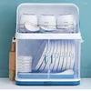 Cuisine Storage Sh Aoliviya Dish Rack Organisateur de vaisselle en plastique à trois niveaux avec couvercle Boîte à vidanges INSECT