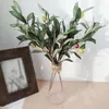 Dekorativa blommor jul konstgjorda olivgröna lämnar trädgren Fake Plant Po Props for Home Garden Bedroom Decoration Wedding Party