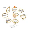 Anelli di cluster Combinazione da dita di cristallo colorato con anello articolare da donna classico 8 pezzi per donne gioielli