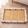 Zomer lichtgewicht ademend kattenkoeling huisdier rattan nestmat ijs hondenbed voor kleine puppyhonden s