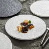 Tallrikar 1 st mönster keramiska bordsartiklar frostad vit platt platta runda västerländsk arrangemang kaka kommersiell biff fla