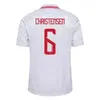 2024 Danmark Soccer Jersey Eriksen Home Red Away White Kjaer Hojbjerg Christensen Skov Olsen Braithwaite Dolberg Home Football Shirts