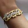Brins Nom personnalisé Bracles Bracelets de nom en acier inoxydable à deux tons Gold Bracelets en or