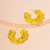 Boucles d'oreilles cerceaux Ujbox Fashion Green Yellow Acrylique Résine pour femmes Texture Party Holiday Accessoires entièrement Bulk242i