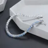 Strängar 3mm Real 925 Silver Tennis Armband Montana Blue/Aquamarine/White Cubic Zircon Mix Color Fine Jewelry Chain Chain Chain