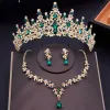 Kettingen vrouwen bruiloft kroon sieraden sets bruids tiaras ketting oorbellen set prinses meisjes feest prom bruid sieraden set accessoires