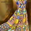 Vestidos casuais maryyimei moda feminina vestido de algodão puro espaguete strap sicilian clássico holida s-xxl