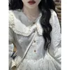Casual Dresses Gagarich French Embroidery Jacquard Dress Women Autumn Winter 2024 Gentle Style Sweet Doll Neck Girl Vestidos