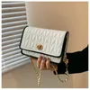 Chain Fi Small Bag New Women's Simple Texture Small Square Sac Internet Internet Red et Western Style One épaule Crossbody Bag L3J7 #