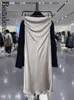 Rokken 2024 Vrouw Elegante Beige Rok Outfit Ruches Women Midi Satin Like Silk Official Bazaleas Store