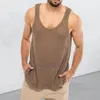 Cuelas de tanques masculinas Men overs bañados Top sin mangas con un chaleco de color sólido de ajuste sólido de ajuste sólido para el streetwear de verano