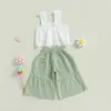 Clothing Sets Girls Flare Outfit Strap Ruffle Lace Crop Cami Top Bell-Bottoms Leggings Pants Summer Toddler