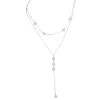 Collane Fashion 925 Sterling Silver Y Shape Double Chain Necklace con CZ Paved Gold Gold Gold Liberate Legger