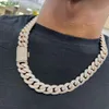 18K Gold Bathed Chain Link Chain Color Colar cubano Jóias VVS Missanite Diamond 925 Colar cubano para homens