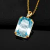 Collane 100% vera argento 925 collana pendente aquamarine women gioielli feste di compleanno banchetto accessori per ragazze 2022 new tendenndy