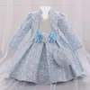 Flicka klänningar mode blomma baby klänning spädbarn rosa 1: a födelsedag bröllop bridemaid klänning småbarn flickor dop prom vestidos
