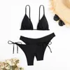 Women 3PC Bandau Bandage Bikini Seting Push Up Brasilian Swimwear Beachwear Bikiniwear Keyhole Top 240412