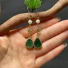 Kolczyki Dangle Charm Green Jade Water Drop Kolczyki 14K Złoto Chiński starożytny styl luksusowy klejnot dla kobiet retro biżuteria prezent