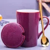 Tasses 400 ml tasse de café en céramique rétro pour femmes et hommes tasse de ménage européen créative avec lait à cuillère de couvercle