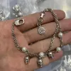 Double layer chain Pearl Skull Pendant Bracelets Gold Silver Skull Skeleton ladies luxurious Eternal love Bangle for Women MEB1K07236v