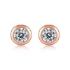 Stud Earrings Rose Gold Round Excellent Cut Total 1 Carat Diamond Test Passed D Color Moissanite Silver 925 Wedding Jewelry