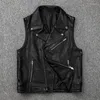 Men's Jackets Heavy Cattle Goods Cowhide Vest Motorcycle Clothing Real Leather Clothes Sleeveless Short