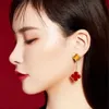 Designer brand fashion Van Four Leaf Grass Earrings and Gold Thickened 18K Rose Plated Natural Tiger Eye Red Agate Double sided jewelry