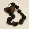 Colliers GG Gemmes naturels Big Black Meteorite Stone Crystal Chokers Collier fait à la main