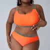 Nouveau maillot de bain bikini couleur solide à taille haute division et maillot de bain agrandis