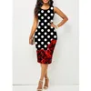 Spring And Summer Style Fashionable Sleeveless Sheath Printed Dress Womens Clothing