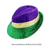 Basker glittrande fedora hatt slips mardi gras festlig dekoration karneval party rekvisita