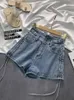 Mulheres shorts de jeans altos botões de cintura colheita sólida calça curta esbelta verão feminino casual s-3xl 240418