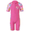 BAOHULU 111 Yrs Kids Swimwear Girls Short Sleeve Swimsuit One Piece UPF50 Rash Guard Baby Girl Children Surf Suit 240415